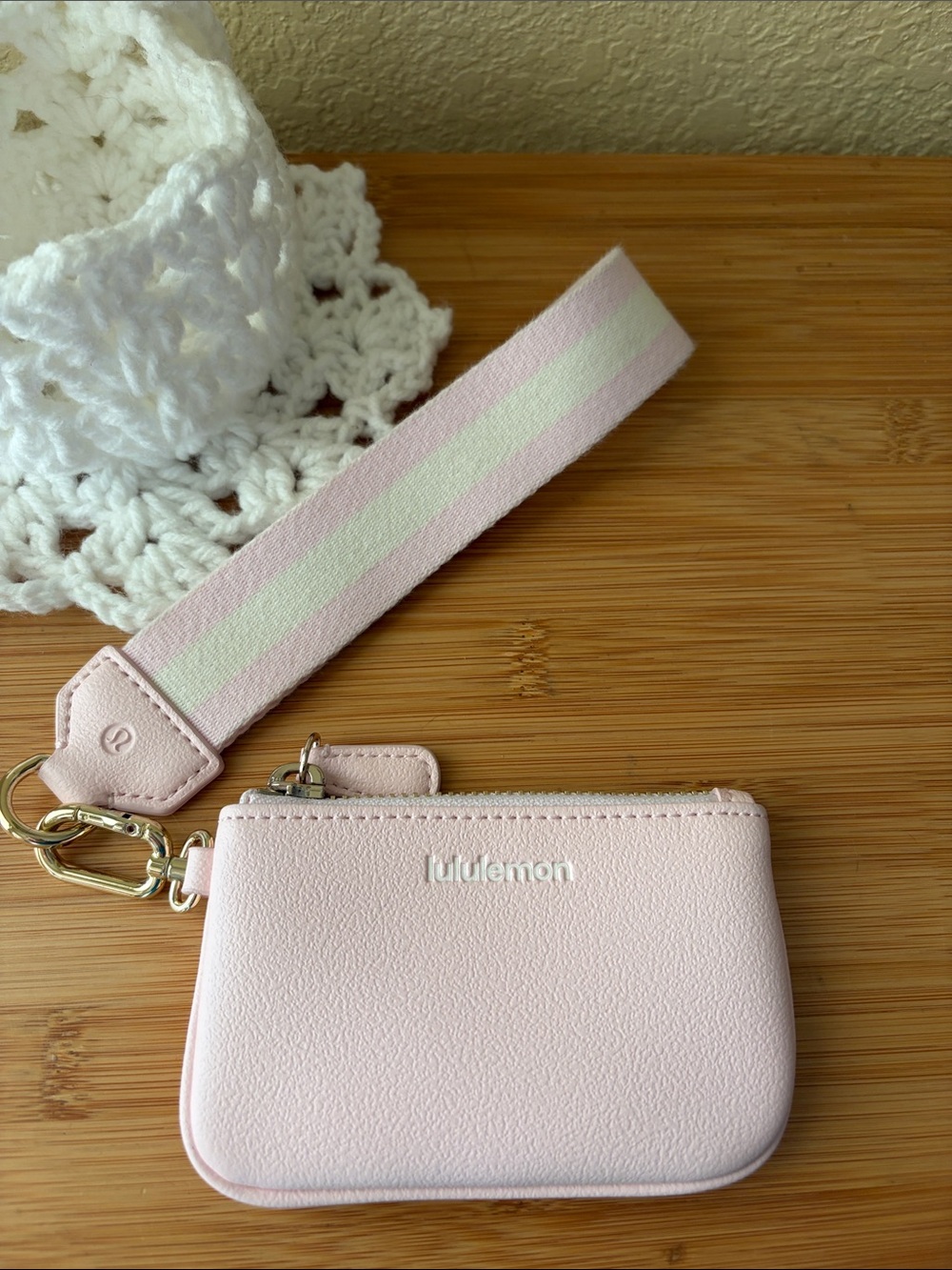 Lululemon Pale Pink Textured Zip Pouch